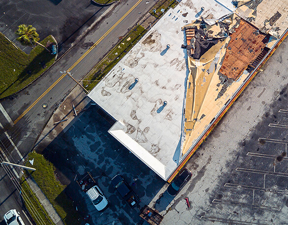 commercial emergency roof repair for blown off roofing in ohio